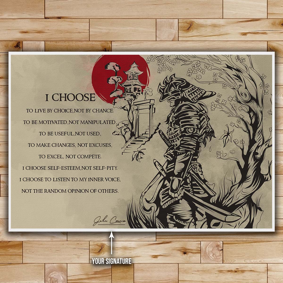 Samurai Wall Art - Samurai Poster - Samurai Canvas - I Choose - SA064 - Horizontal Poster - Horizontal Canvas