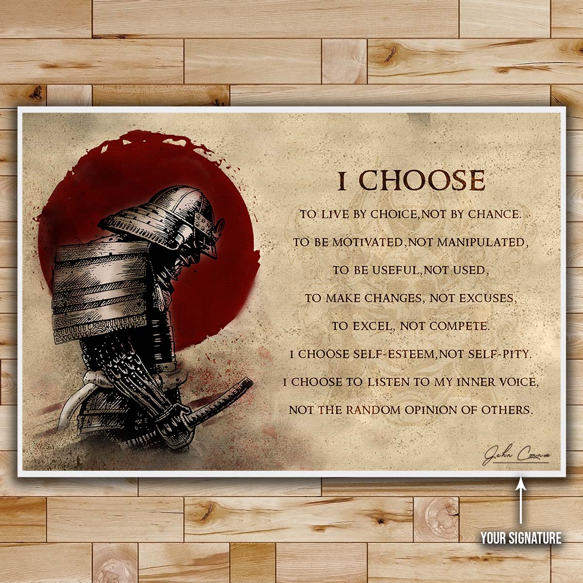 Samurai Wall Art - Samurai Poster - Samurai Canvas - I Choose - SA092 - Horizontal Poster - Horizontal Canvas