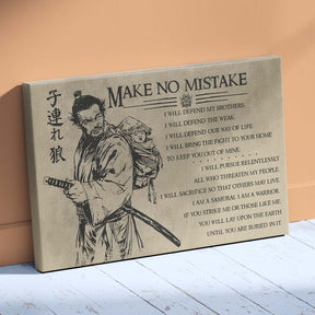 Samurai Wall Art - Samurai Poster - Samurai Canvas - Make No Mistake - SA087 - Horizontal Poster - Horizontal Canvas