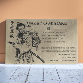 Samurai Wall Art - Samurai Poster - Samurai Canvas - Make No Mistake - SA088 - Horizontal Poster - Horizontal Canvas