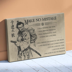 Samurai Wall Art - Samurai Poster - Samurai Canvas - Make No Mistake - SA088 - Horizontal Poster - Horizontal Canvas