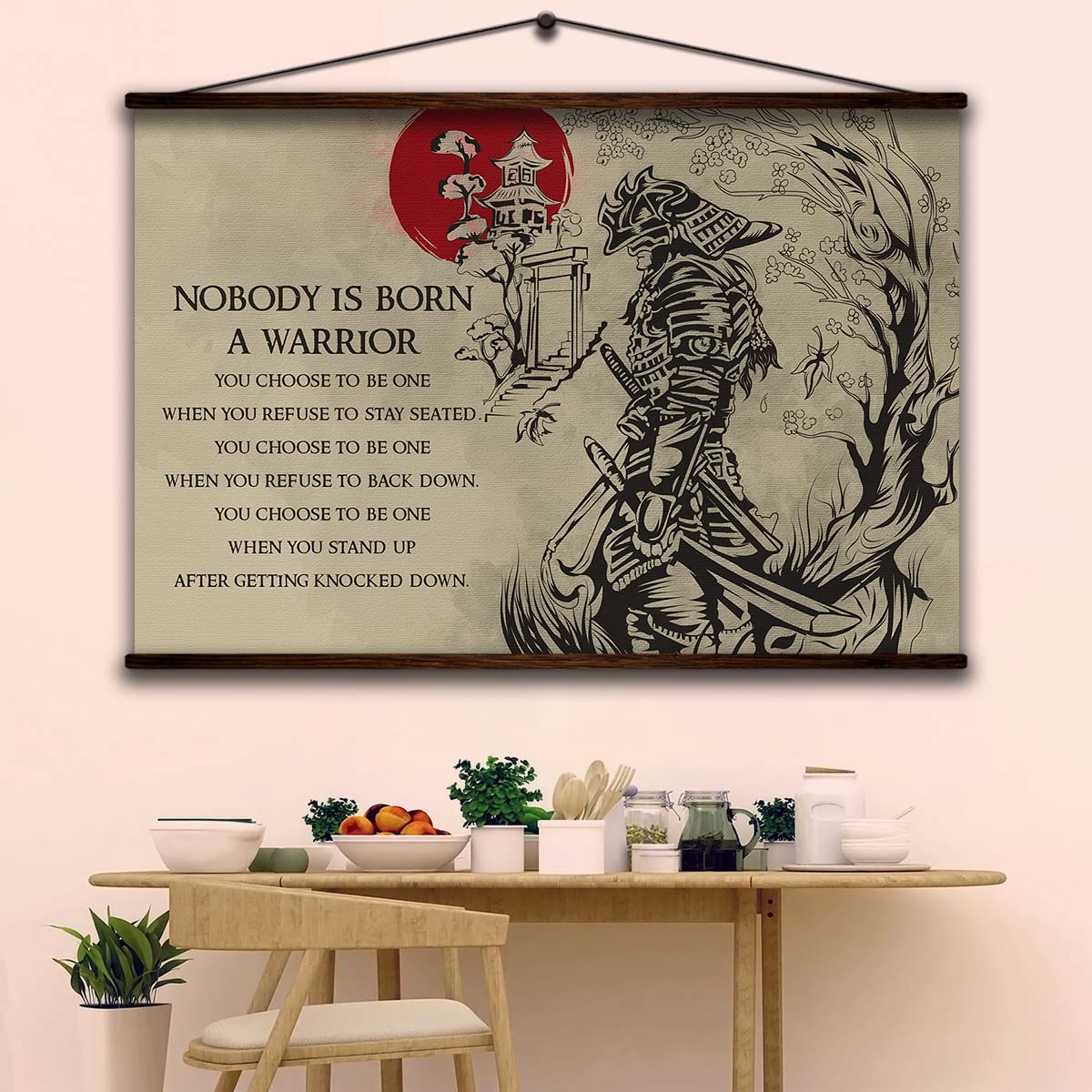 Samurai Wall Art - Samurai Poster - Samurai Canvas - Nobody Is Born A Warrior - SA063 - Horizontal Poster - Horizontal Canvas