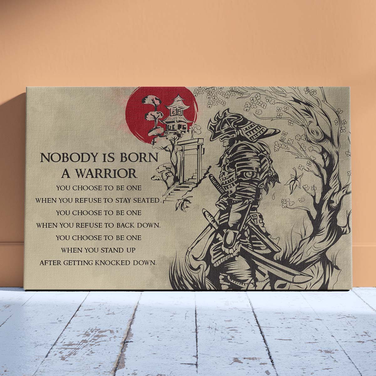 Samurai Wall Art - Samurai Poster - Samurai Canvas - Nobody Is Born A Warrior - SA063 - Horizontal Poster - Horizontal Canvas