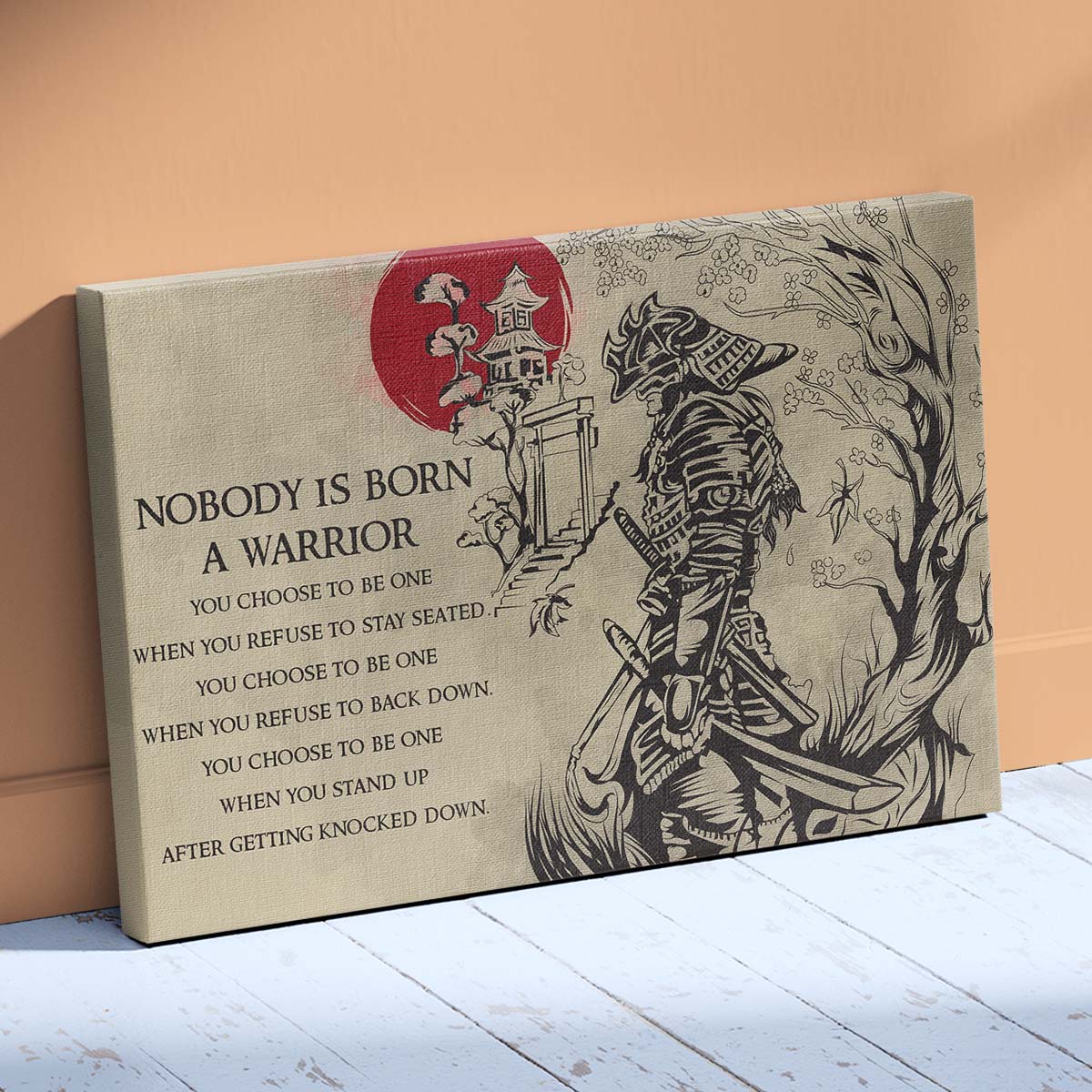 Samurai Wall Art - Samurai Poster - Samurai Canvas - Nobody Is Born A Warrior - SA063 - Horizontal Poster - Horizontal Canvas