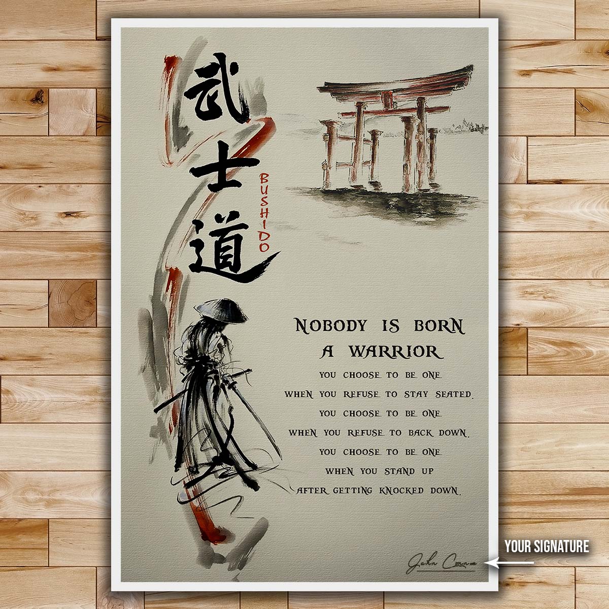 Samurai Wall Art - Samurai Poster - Samurai Canvas - Nobody Is Born A Warrior - SA078 - Vertical Poster - Vertical Canvas