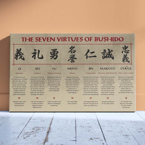 Samurai Wall Art - Samurai Poster - Samurai Canvas - The Seven Virtues Of Bushido - SA072 - Horizontal Poster - Horizontal Canvas