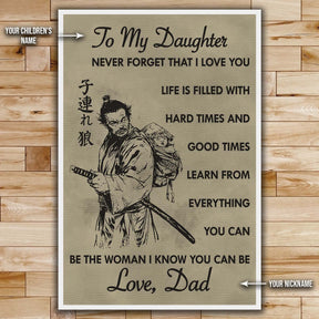 Samurai Wall Art - Samurai Poster - Samurai Canvas - To My Daughter - SA059 - Vertical Poster - Vertical Canvas