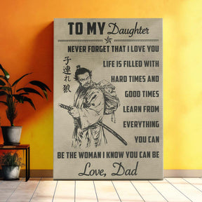 Samurai Wall Art - Samurai Poster - Samurai Canvas - To My Daughter - SA080 - Vertical Poster - Vertical Canvas