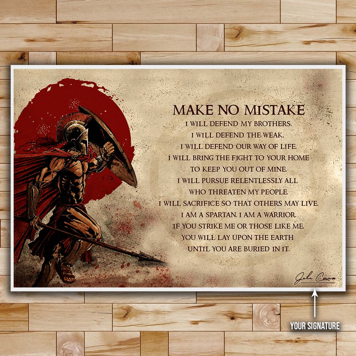 Spartan Wall Art - Spartan Poster - Spartan Canvas - Make No Mistake - WA108 - Spartan Warrior - Horizontal Poster - Horizontal Canvas