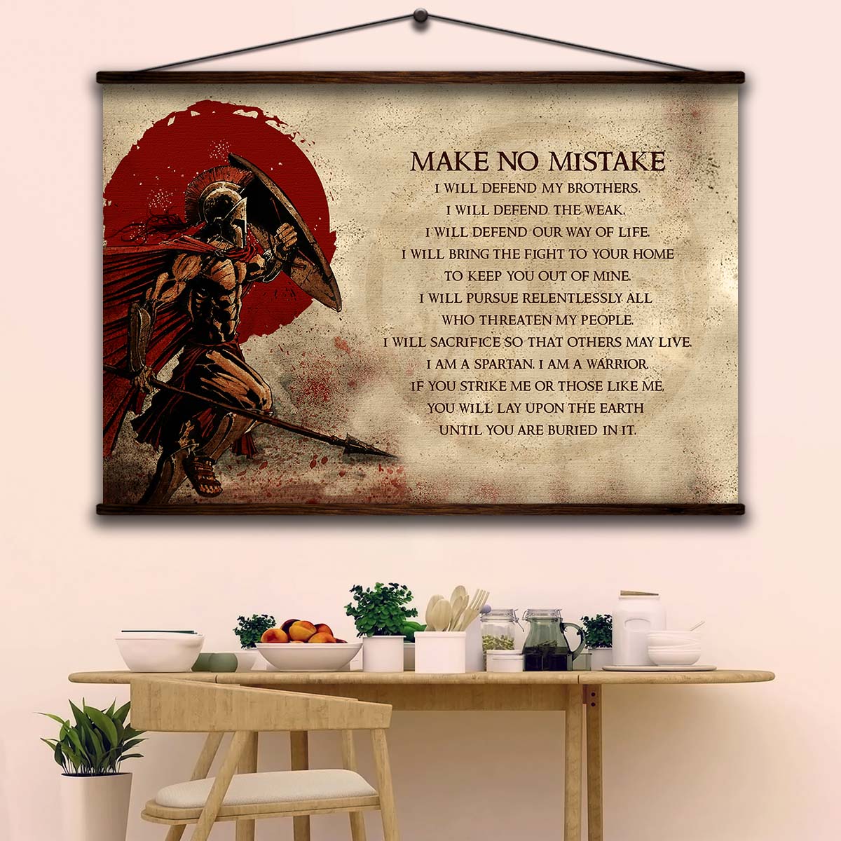 Spartan Wall Art - Spartan Poster - Spartan Canvas - Make No Mistake - WA108 - Spartan Warrior - Horizontal Poster - Horizontal Canvas