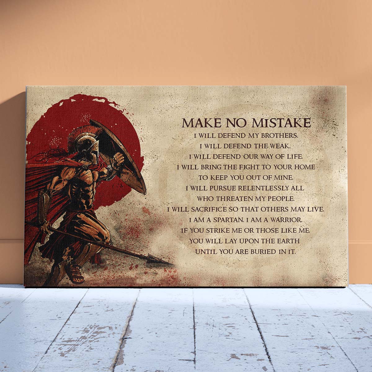 Spartan Wall Art - Spartan Poster - Spartan Canvas - Make No Mistake - WA108 - Spartan Warrior - Horizontal Poster - Horizontal Canvas