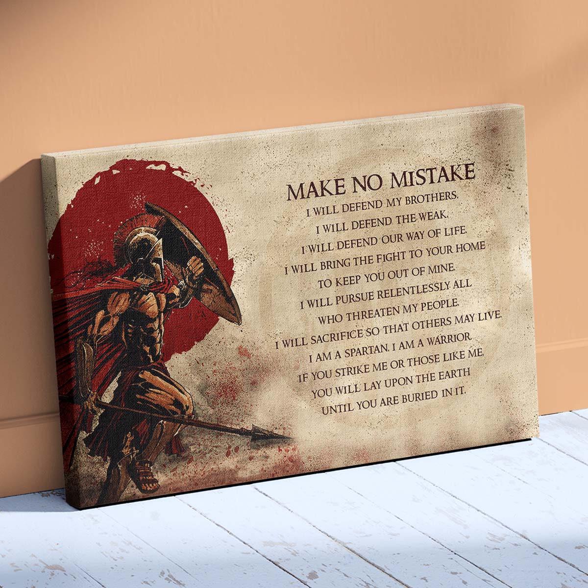 Spartan Wall Art - Spartan Poster - Spartan Canvas - Make No Mistake - WA108 - Spartan Warrior - Horizontal Poster - Horizontal Canvas