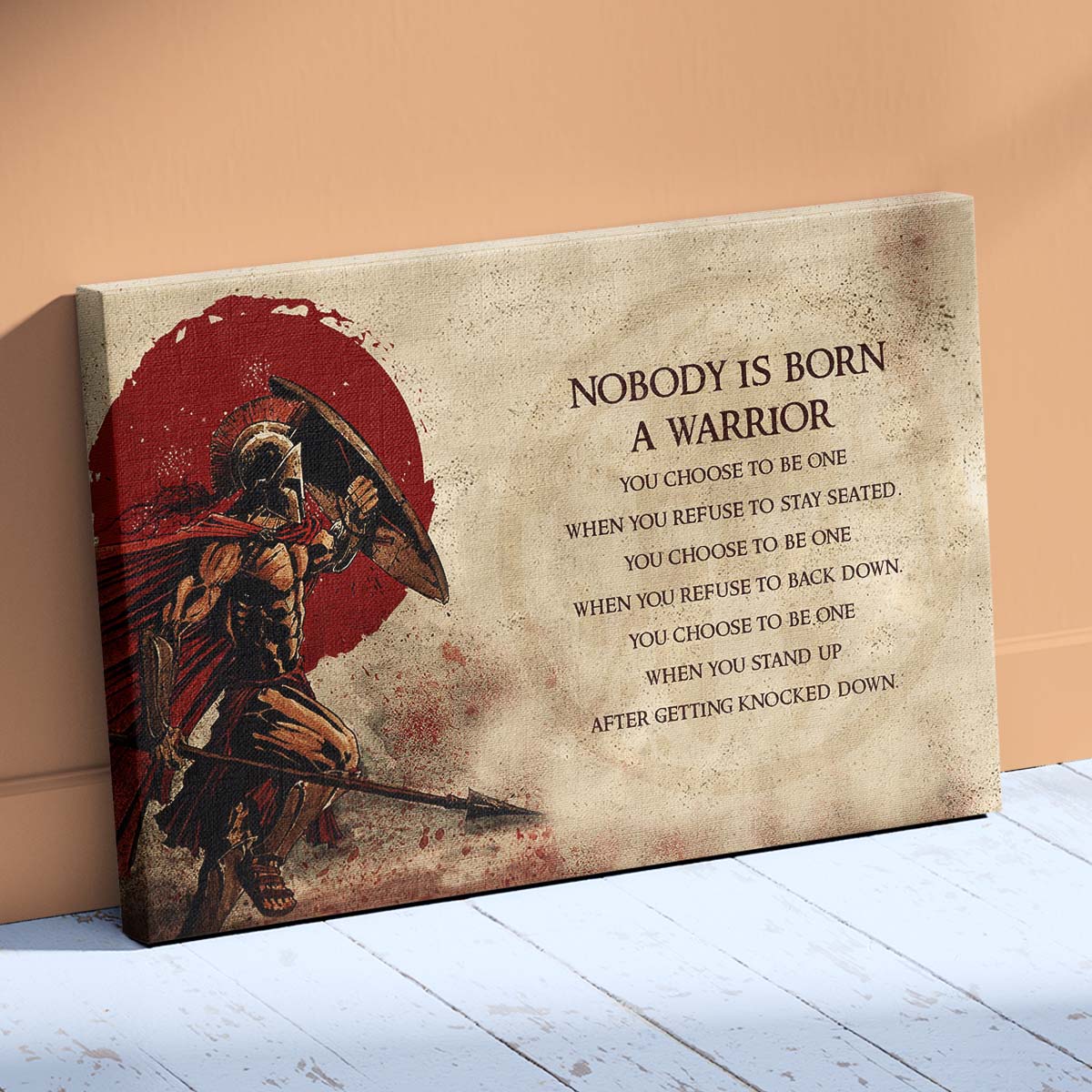 Spartan Wall Art - Spartan Poster - Spartan Canvas - Nobody Is Born A Warrior - WA107 - Spartan Warrior - Horizontal Poster - Horizontal Canvas