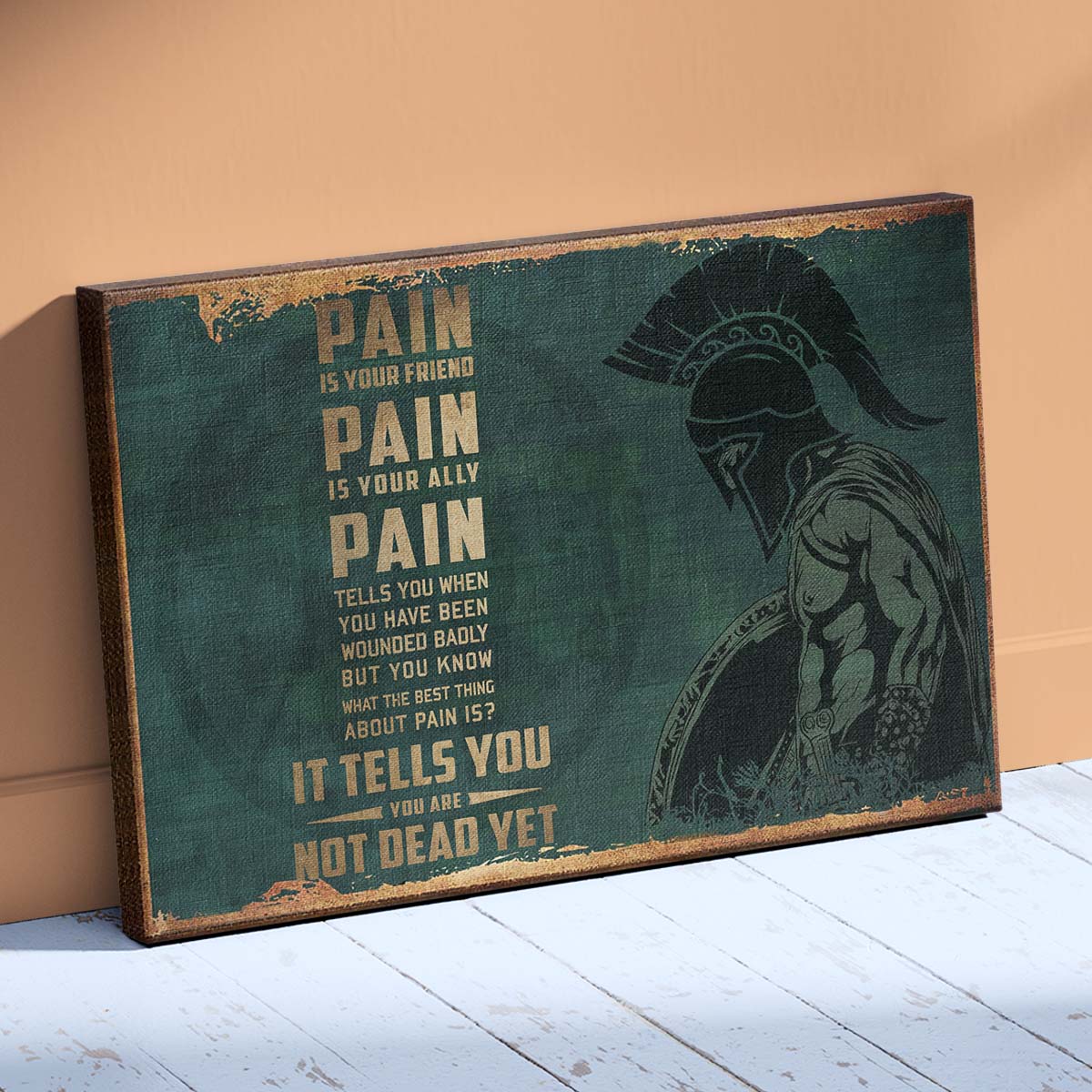 Spartan Wall Art - Spartan Poster - Spartan Canvas - PAIN - You Are Not Dead Yet - WA117 - Spartan Warrior - Horizontal Poster - Horizontal Canvas