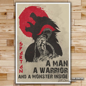 Spartan Wall Art - Spartan Poster - Spartan Canvas - A Man - A Warrior - A Monster Inside - WA001 - Spartan Warrior - Vertical Poster - Vertical Canvas