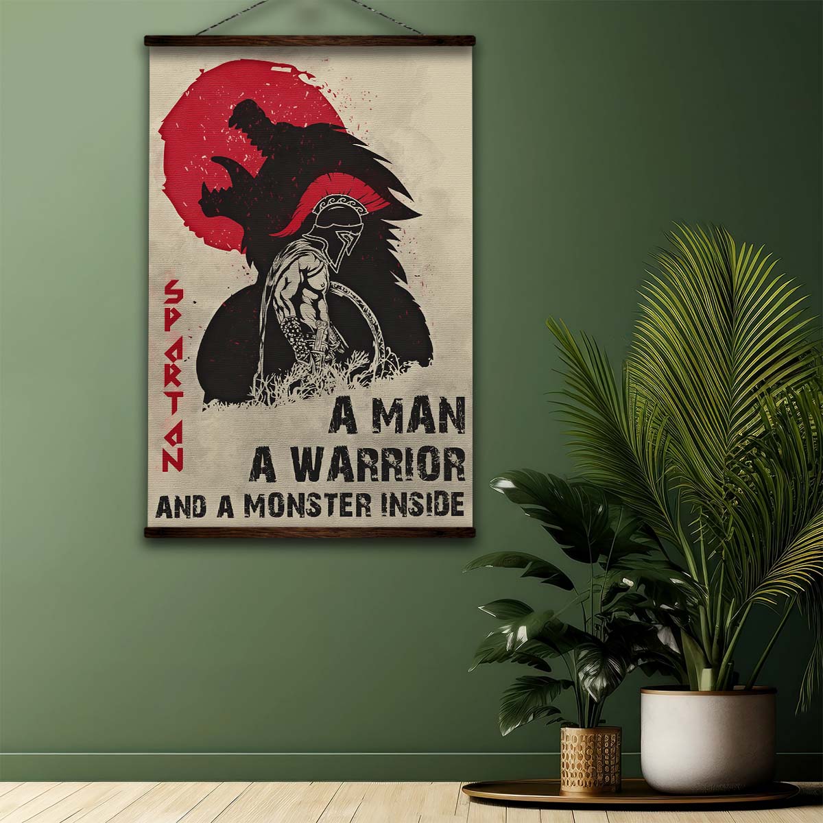 Spartan Wall Art - Spartan Poster - Spartan Canvas - A Man - A Warrior - A Monster Inside - WA001 - Spartan Warrior - Vertical Poster - Vertical Canvas