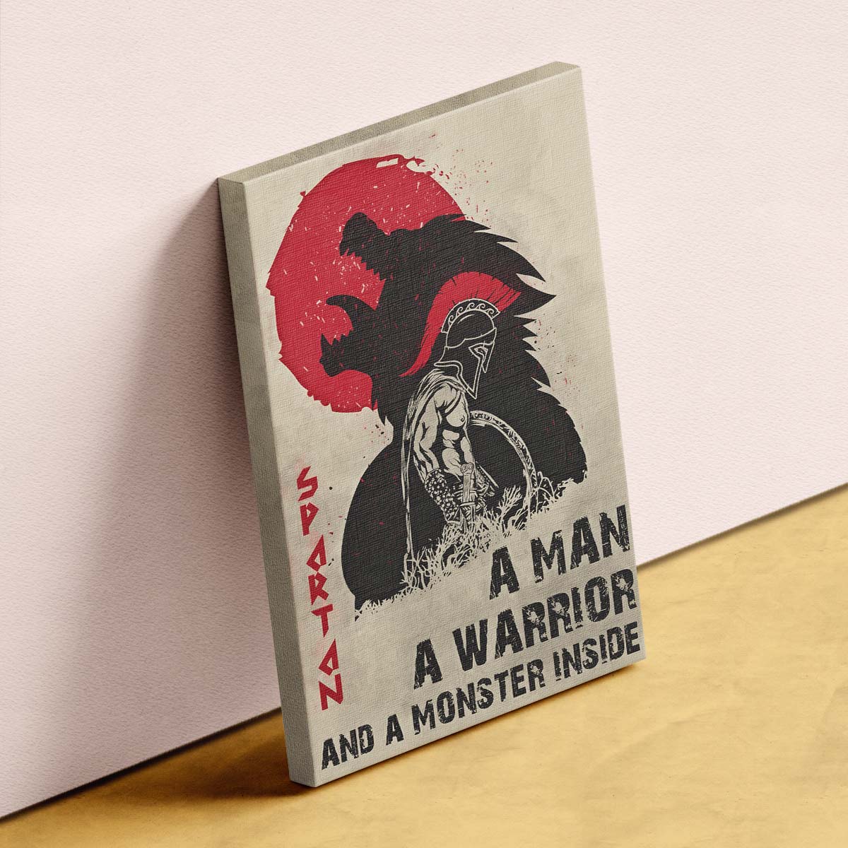 Spartan Wall Art - Spartan Poster - Spartan Canvas - A Man - A Warrior - A Monster Inside - WA001 - Spartan Warrior - Vertical Poster - Vertical Canvas