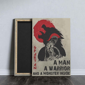 Spartan Wall Art - Spartan Poster - Spartan Canvas - A Man - A Warrior - A Monster Inside - WA001 - Spartan Warrior - Vertical Poster - Vertical Canvas