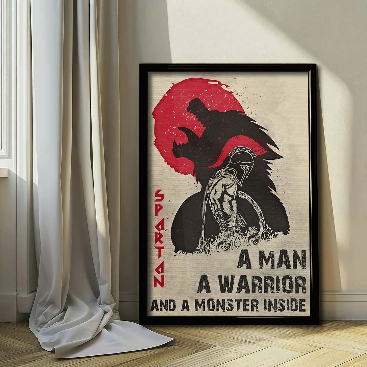 Spartan Wall Art - Spartan Poster - Spartan Canvas - A Man - A Warrior - A Monster Inside - WA001 - Spartan Warrior - Vertical Poster - Vertical Canvas