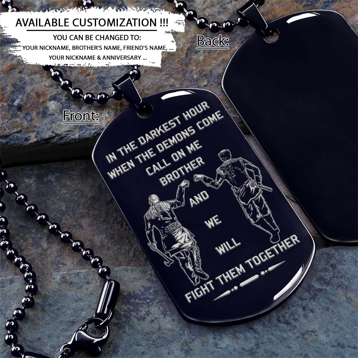 Viking Dog Tag - Call On Me Brother - Ragnar Lothbrok - Floki - Valhalla - Norse - Scandinavian - Norse Mythology - Viking Necklace - Engrave Dog Tag