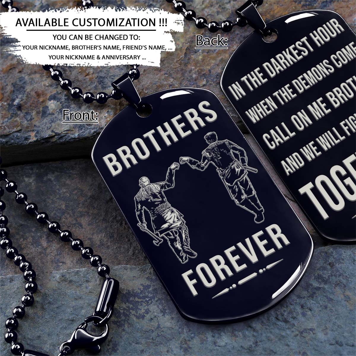 Viking Dog Tag - Brothers Forever - Call On Me Brother - Ragnar Lothbrok - Floki - Valhalla - Norse Mythology - Scandinavian - Viking Necklace - Engrave Dog Tag
