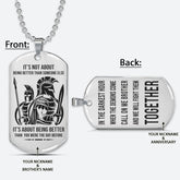 WAD060 - Call On Me Brother - It's Not About Being Better Than Someone Else - Warrior - Spartan Necklace - Engrave Silver Dog Tag