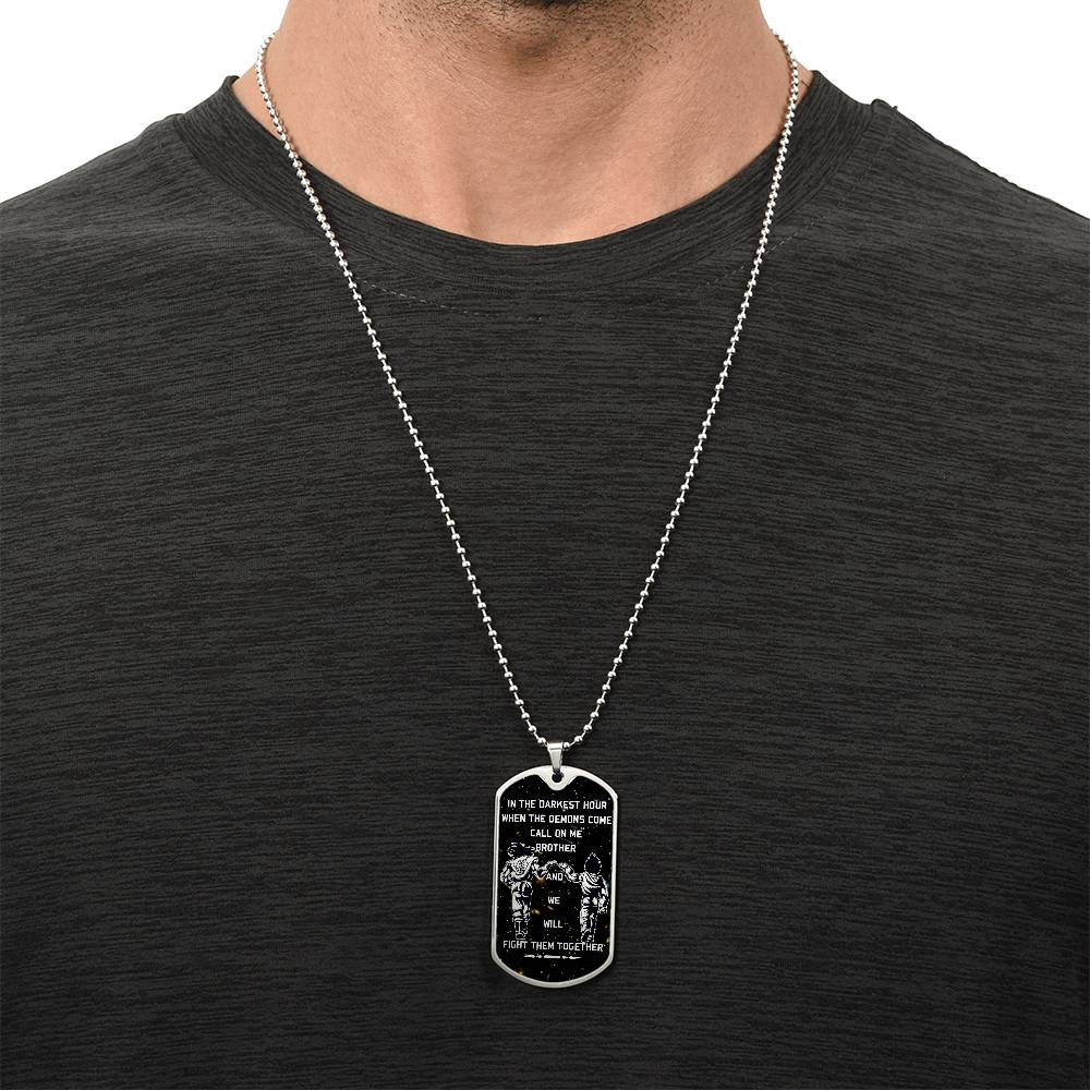 Dragon Ball - Call On Me Brother - Goku - Vegeta - Galaxy - Black Dog Tag - Dragon Ball Dog Tag - Military Ball Chain - Luxury Dog Tag