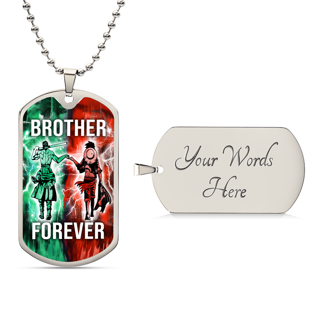 One Piece - Brother Forever - Monkey D. Luffy - Roronoa Zoro - Military Ball Chain - Luxury Dog Tag