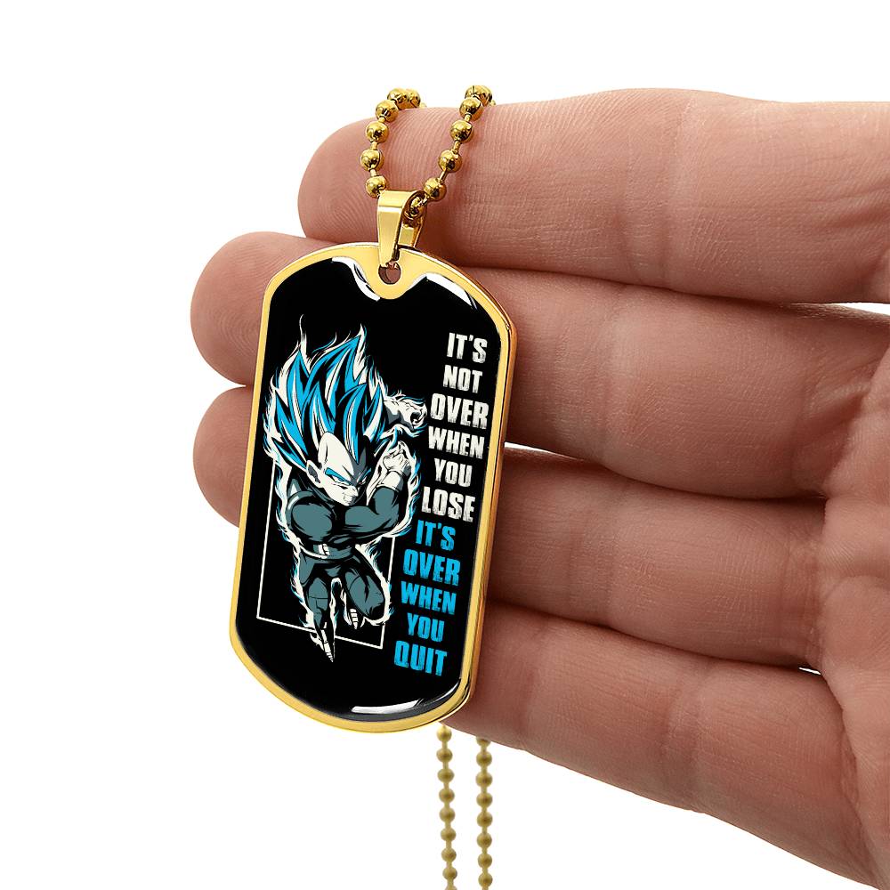 Dragon Ball - It's Not Over When You Lose - Vegeta - Supper Saiyan Blue - Black Dog Tag - Dragon Ball Dog Tag.png - Military Ball Chain - Luxury Dog Tag
