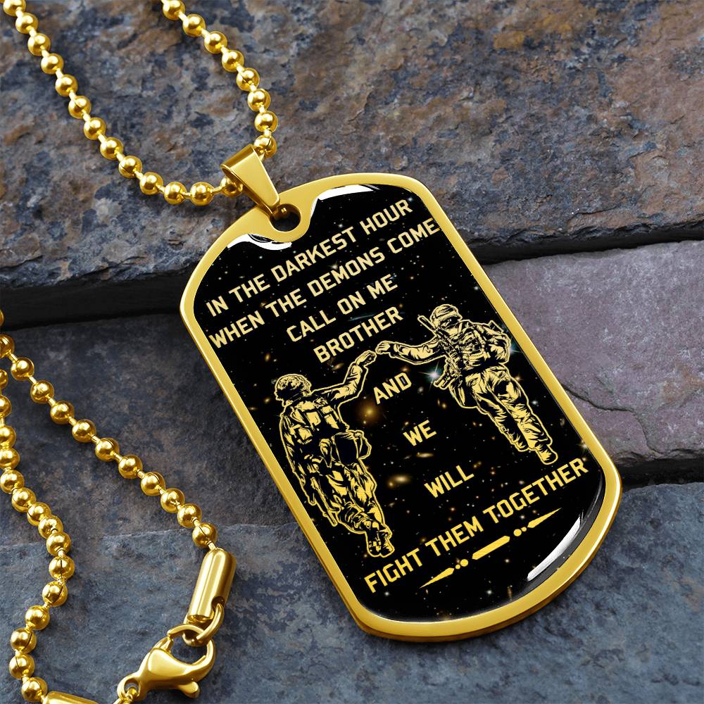 Soldier - Call On Me Brother - Army - Marine - Galaxy - Black Dog Tag - Soldier Dog Tag - Military Ball Chain - Luxury Dog Tag