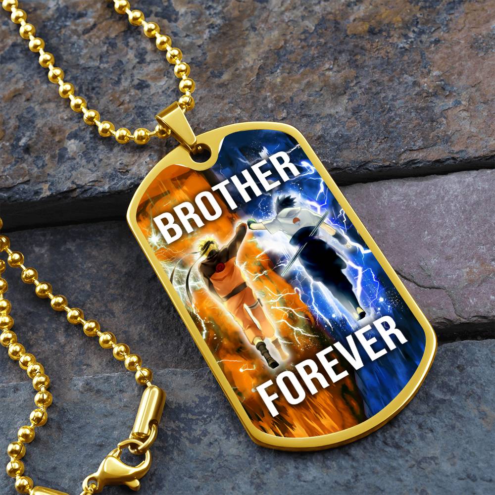 Naruto - Brother Forever - Uzumaki Naruto  - Uchiha Sasuke  - Military Ball Chain - Luxury Dog Tag