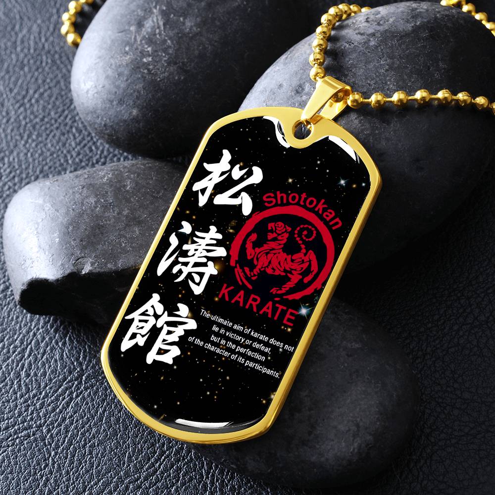 Karate - The Ultimate Aim Of Karate Does Not Lie In Victory Or Defeat - Shotokan Karate - Galaxy - Black Dog Tag - Karate Dog Tag - Military Ball Chain - Luxury Dog Tag