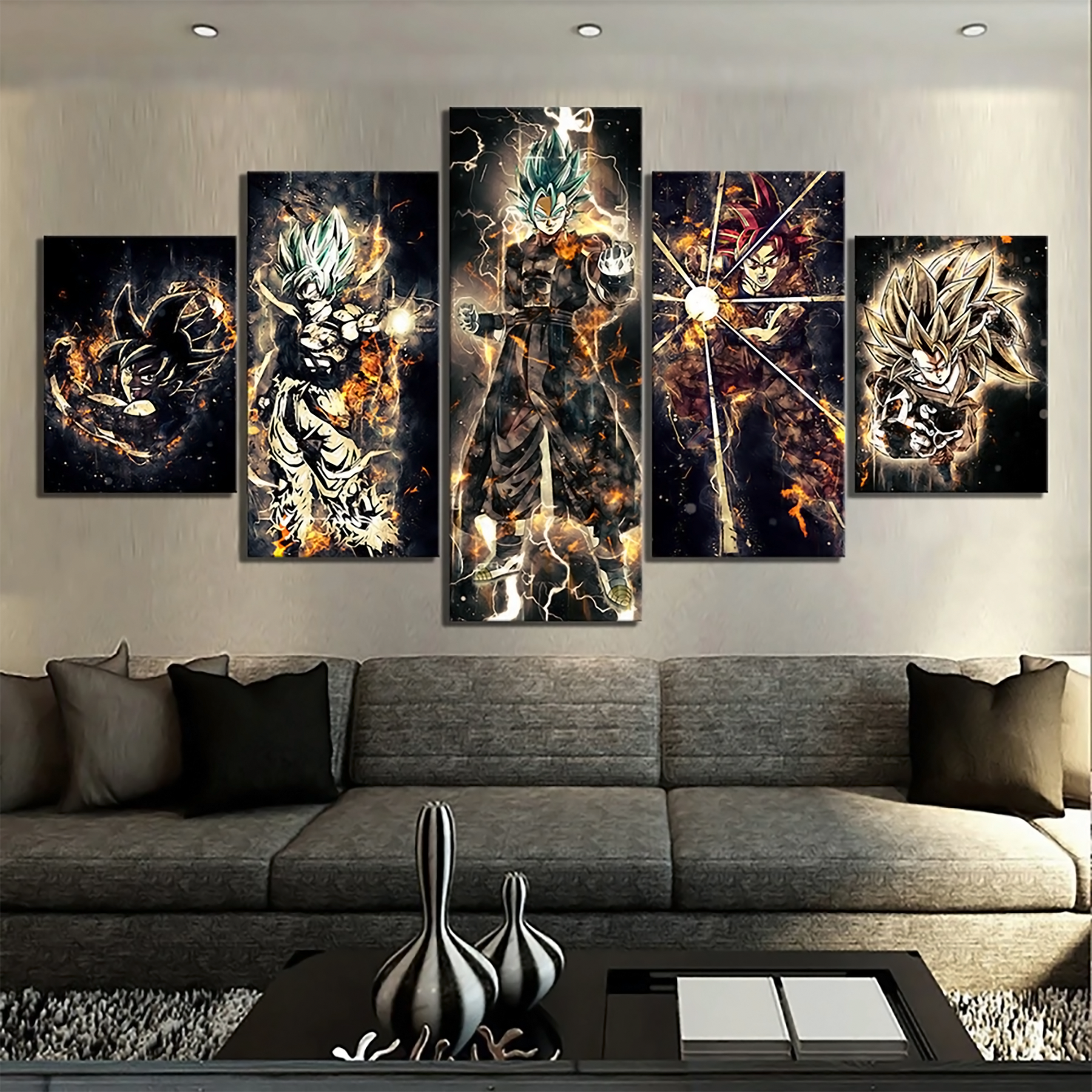 Dragon Ball - 5 Pieces Wall Art - Goku - Vegeto - Super Saiyan God - Super Saiyan Blue - Dragon Ball Poster - Dragon Ball Canvas