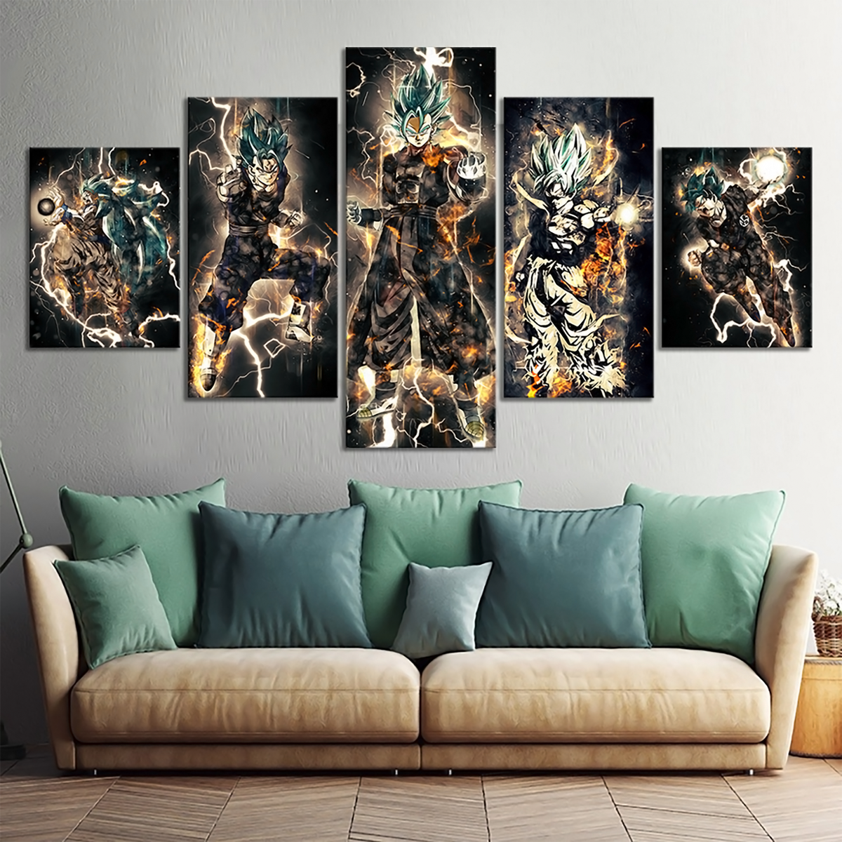 Dragon Ball - 5 Pieces Wall Art - Goku - Vegeto - Super Saiyan 10 - Super Saiyan Blue - Dragon Ball Poster - Dragon Ball Canvas