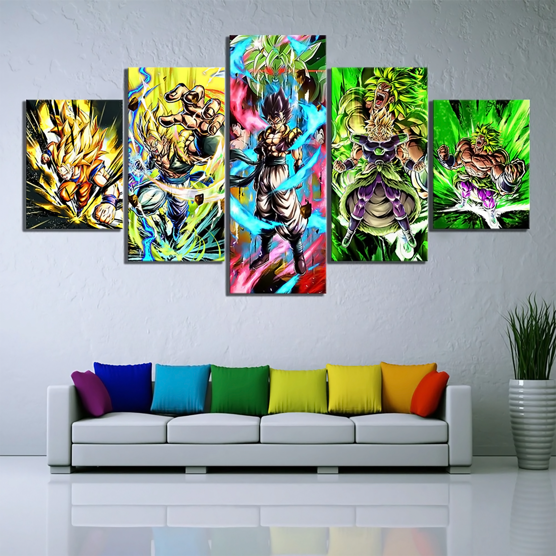 Dragon Ball - 5 Pieces Wall Art - Goku - Vegeto - Super Saiyan 10 - Broly - Dragon Ball Poster - Dragon Ball Canvas