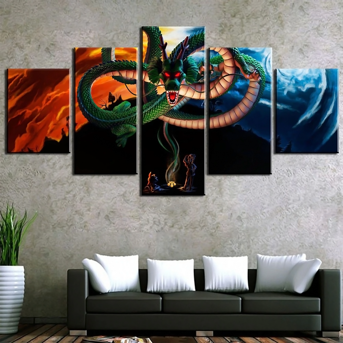 Dragon Ball - 5 Pieces Wall Art - Goku - Bulma - Shenlong - Dragon Ball Poster - Dragon Ball Canvas