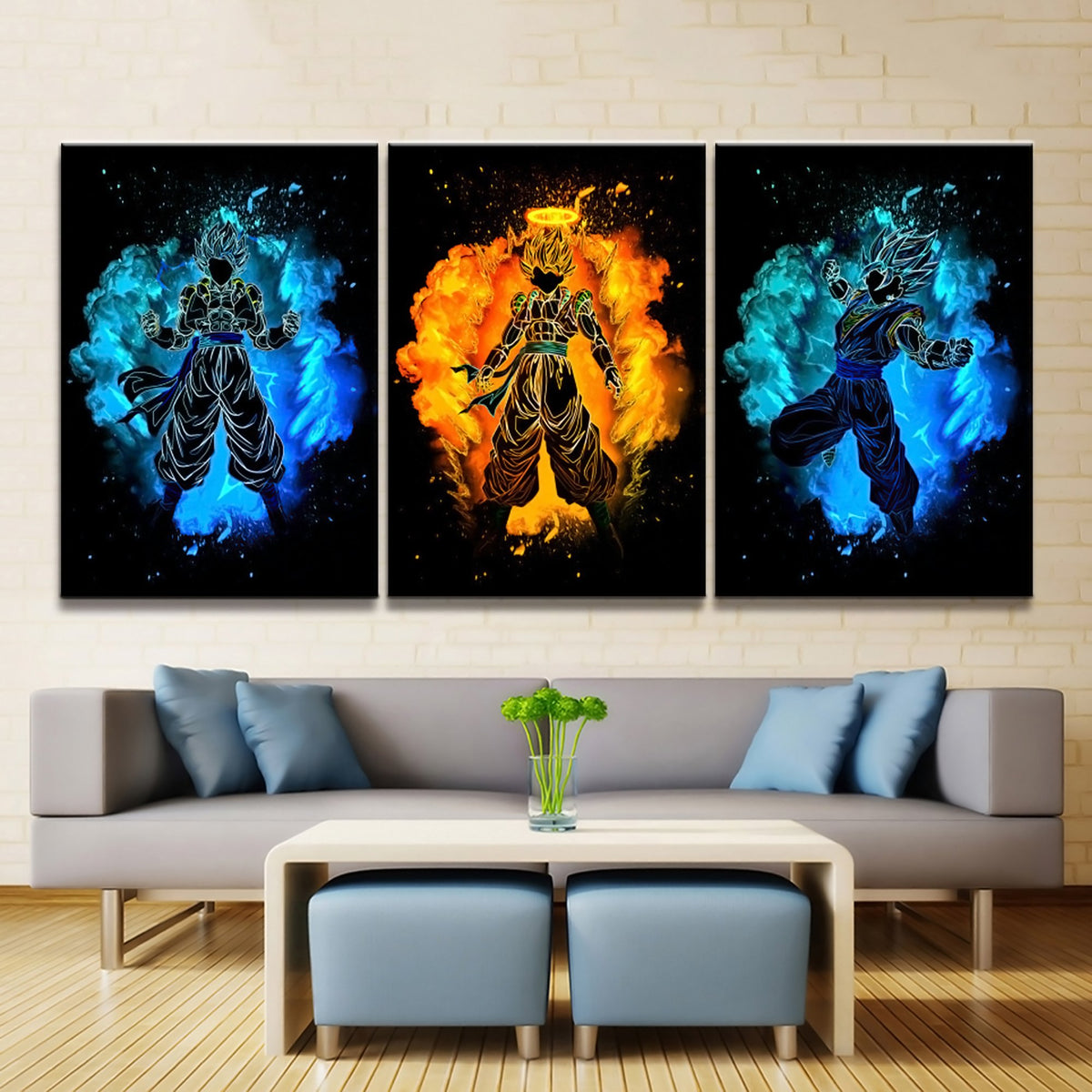 Dragon Ball - 3 Pieces Wall Art - Goku - Vegeta - Vegeto - Super Saiyan - Dragon Ball Poster - Dragon Ball Canvas