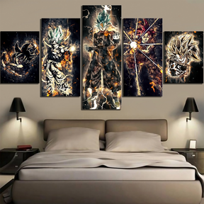 Dragon Ball - 5 Pieces Wall Art - Goku - Vegeto - Super Saiyan God - Super Saiyan Blue - Dragon Ball Poster - Dragon Ball Canvas