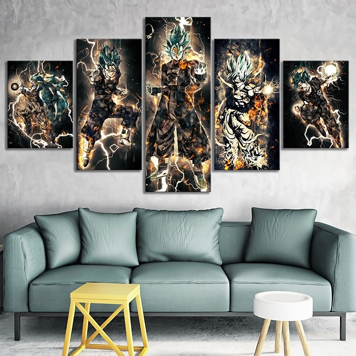 Dragon Ball - 5 Pieces Wall Art - Goku - Vegeto - Super Saiyan 10 - Super Saiyan Blue - Dragon Ball Poster - Dragon Ball Canvas