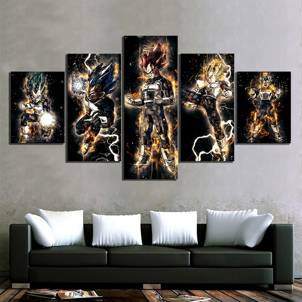 Dragon Ball - 5 Pieces Wall Art - Vegeta - Super Saiyan Blue - Super Saiyan God - Dragon Ball Poster - Dragon Ball Canvas