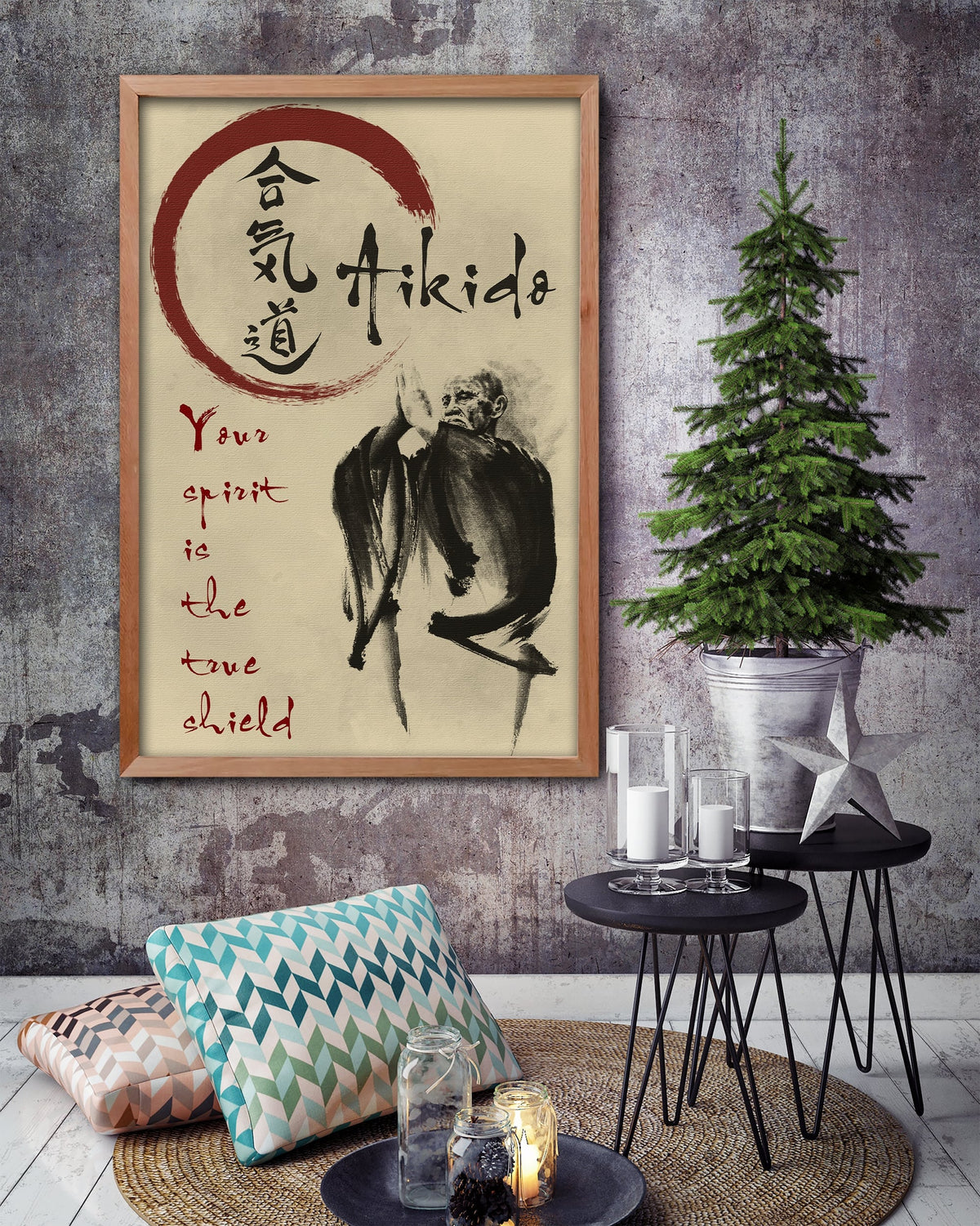 AI034 - Your Spirit Is The True Shield - Morihei Ueshiba - Vertical Poster - Vertical Canvas - Aikido Poster