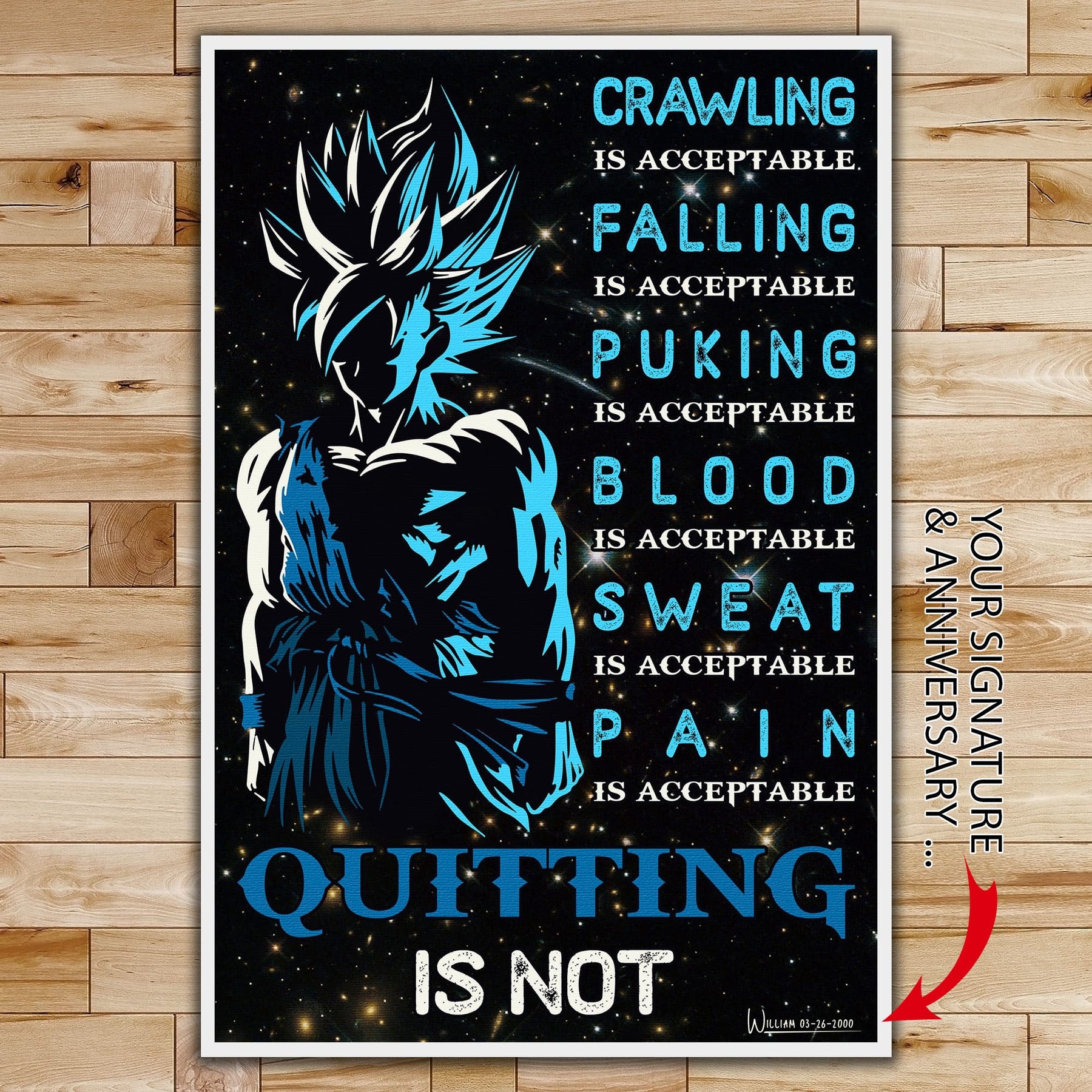 DR015 - Quitting Is Not - Goku - Vertical Poster - Vertical Canvas - Dragon Ball Poster