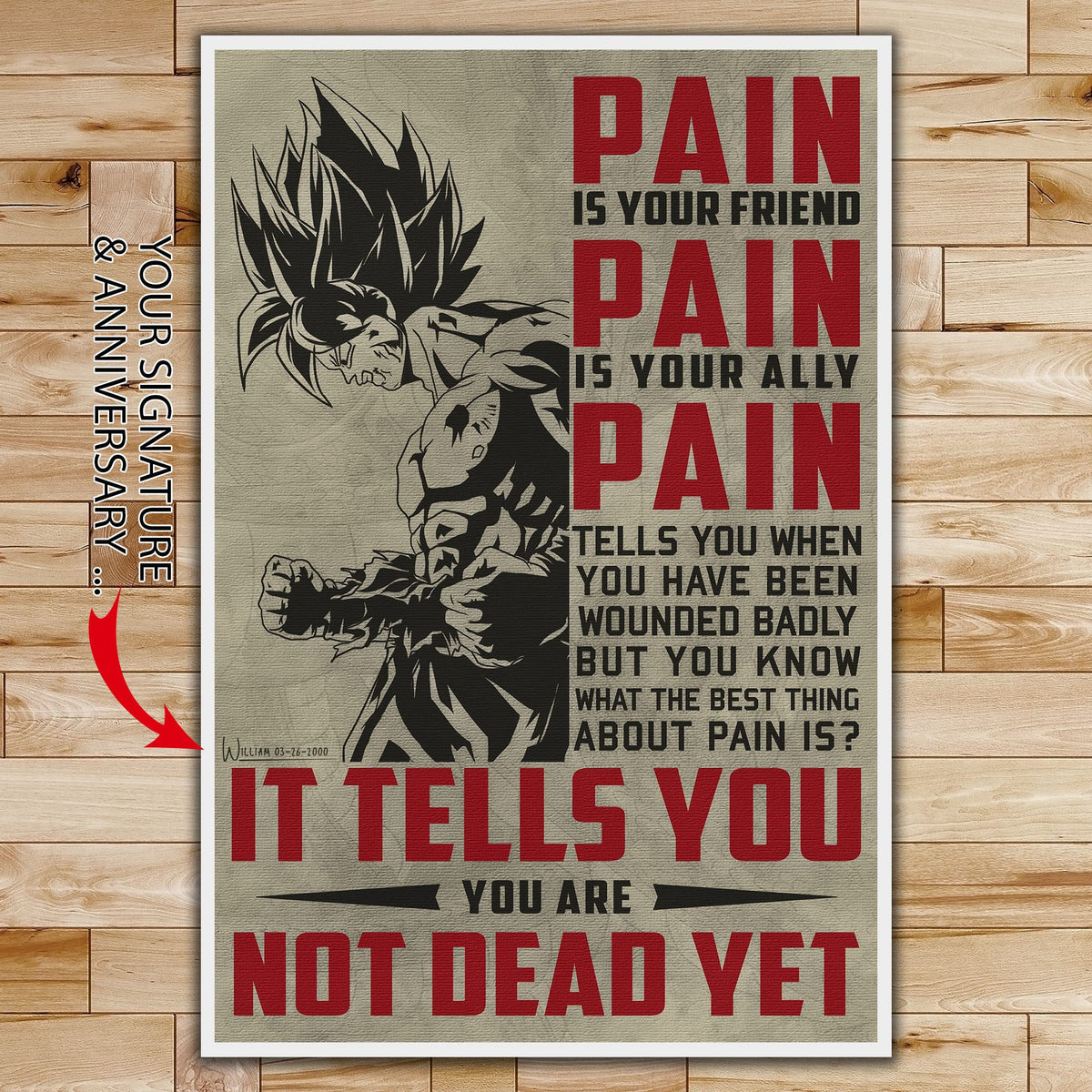 DR018 - PAIN - It Tells You - You Are Not Dead Yet  - Goku - Vertical Poster - Vertical Canvas - Dragon Ball Poster