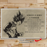 DR019 - Nobody Is Born A Warrior - Vegeta - Horizontal Poster - Horizontal Canvas - Dragon Ball Poster