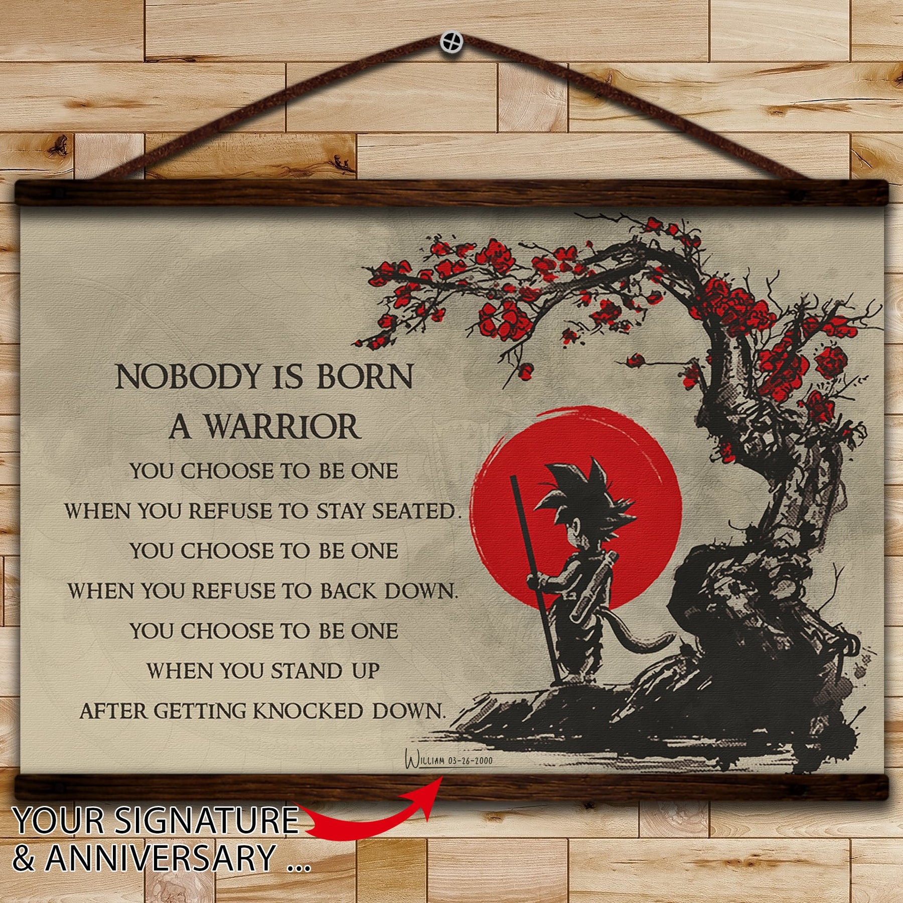 DR023 - Nobody Is Born A Warrior - Goku - English - Horizontal Poster - Horizontal Canvas - Dragon Ball Poster