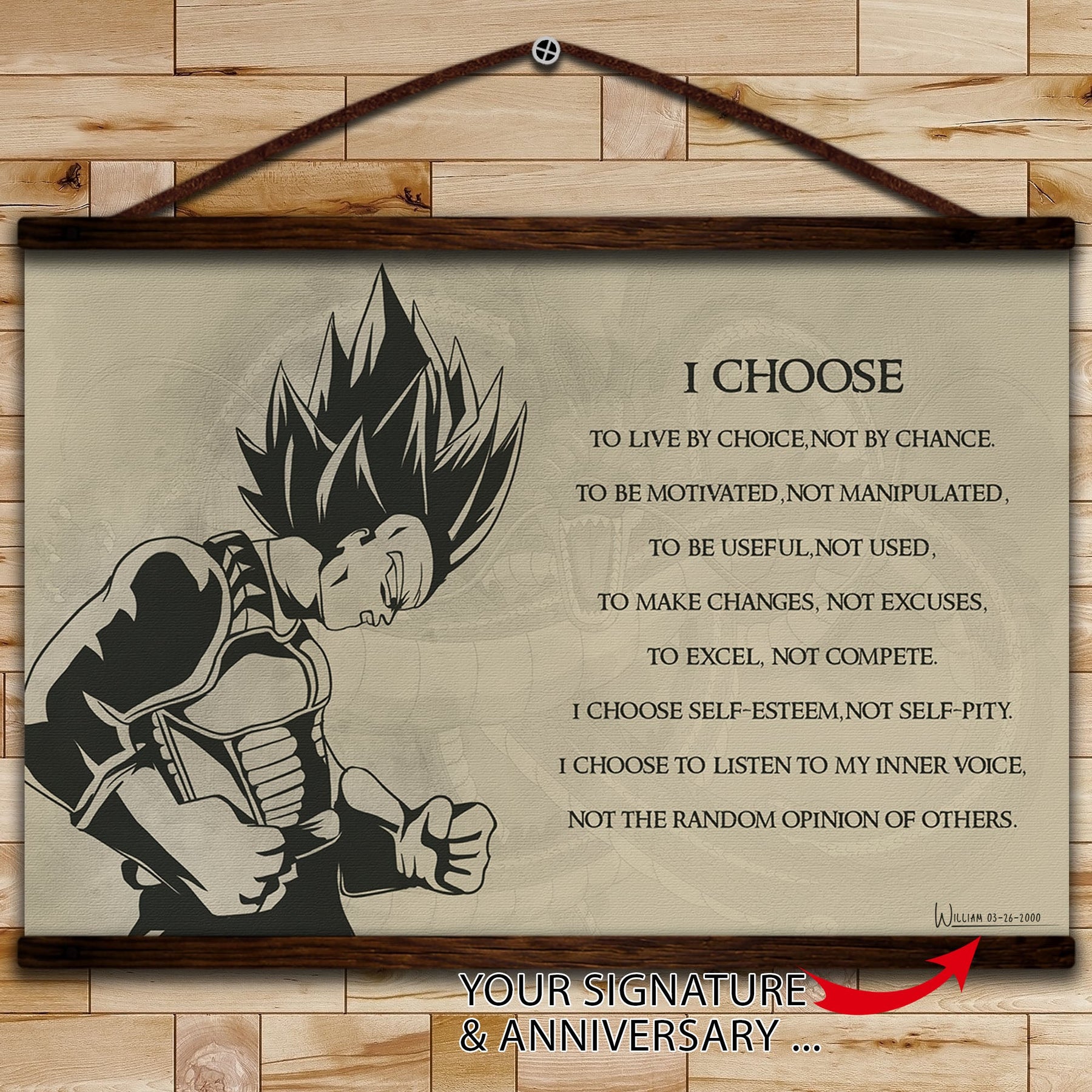 DR034 - I Choose - Vegeta - English - Horizontal Poster - Horizontal Canvas - Dragon Ball Poster