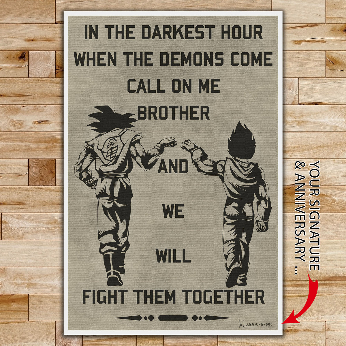 DR040 - Call On Me Brother - Goku - Vegeta - English - Vertical Poster - Vertical Canvas - Dragon Ball Poster