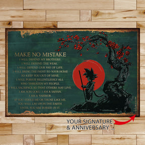 DR067 - Make No Mistake - Goku - Horizontal Poster - Horizontal Canvas - Dragon Ball Poster