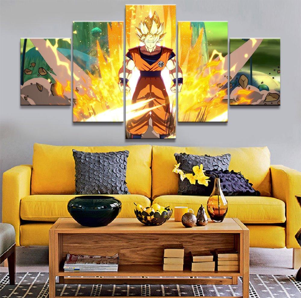 Dragon Ball - 5 Pieces Wall Art - Goku - Super Saiyan - Dragon Ball Po