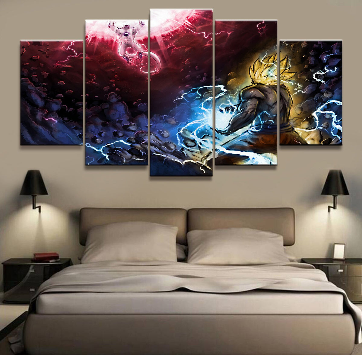 Dragon Ball - 5 Pieces Wall Art - Goku Vs Frieza - Super Saiyan - Dragon Ball Poster - Dragon Ball Canvas